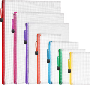 Versatile PVC Packaging File Bag Zippered Mesh Document Pouch Transparent Portable Branded Organizer Promotional