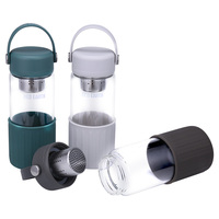 Botol air kaca borosilikat logo kustom 500ml, botol air kaca mewah, Infuser, teh, botol air