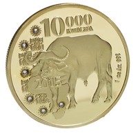 Pièces de monnaie étrangères commémoratives de la faune africaine de Zambie, incrustées de diamants, représentant un léopard et un éléphant