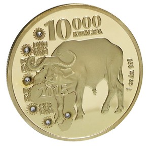 Pièces de monnaie étrangères commémoratives de la faune africaine de Zambie, incrustées de diamants, représentant un léopard et un éléphant - Product Image 1