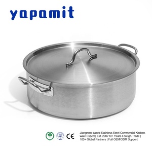 หม้อตุ๋นสำหรับร้านอาหาร ทรงเตี้ยกว้าง กระจายความร้อนสม่ำเสมอ เชื่อมไร้รอยต่อ ใช้ได้กับเตาแม่เหล็กไฟฟ้าและเตาแก๊ส - Product Image 1