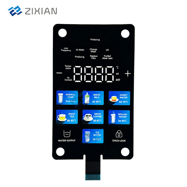 OEM Capacitive Touch Switches With Multifunctional Membrane Keypad Panels, Suitable for Water Dispensers, Made of PET/PC