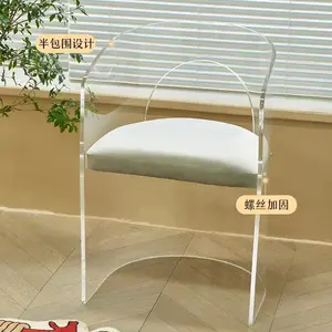 Hot Sales Luxury Transparent Acrylic Armrest Dining Chair Restaurant Makeup Chair With Headrest