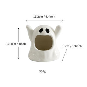 Porte-bougie fantôme en céramique créatif avec effet de fumée pour la décoration d'Halloween à la maison, article cadeau écologique - Product Image 3