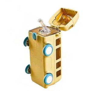 Botella de Agua Portátil, Linda y Creativa, con Forma de Autobús Escolar, Minimalista, de Plástico Libre de BPA, de 500 ml, de Doble Pared, con Pajita, para Niños y Estudiantes - Product Image 1