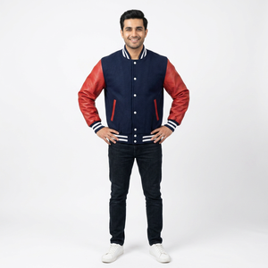 Veste universitaire en toile de haute qualité fabriquée par un fabricant OEM, unisexe, broderie en chenille, manches en lin, personnalisable, baseball, lettreman - Product Image 1