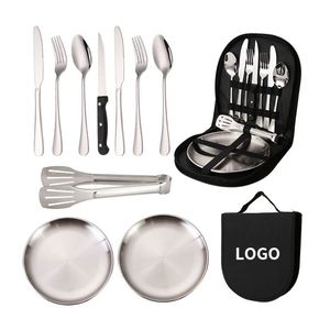 Ensemble de couverts en acier inoxydable 410, couteau, fourchette et cuillère en métal portables pour le camping en plein air et l'usage quotidien - Product Image 6