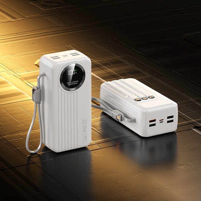 Built-in Cable Plastic Power Bank 30000mAh Large Capacity 22.5W Super Fast Charging Anti-Fall Outdoor Camping Portable Power