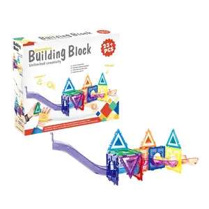 2023 Color window assembly children's education track ball building blocks set 23+pcs snow castle plastic gift toys