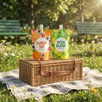 Op maat bedrukte, kleurrijke, lekvrije, food-grade staande verpakkingstas met tuit voor dranken, smoothies en yoghurt