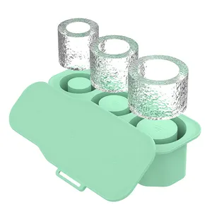 Cetakan nampan silinder berongga es silikon dapat dipakai ulang paten eksklusif cetakan pembuat kubus es besar untuk Aksesori cangkir bir Stanley