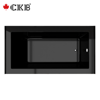 Baignoire rectangulaire en acrylique noir avec drain gauche/droite encastré CKB OEM ODM