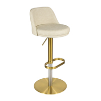 Tabouret de bar pivotant de luxe en gros, chaise de bar en velours à vérin hydraulique pour hôtel, bar et comptoir de café