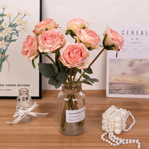 Ramo de Rosas Artificiales de Seda, Color Rosa Lychee, Estilo Europeo, Decoración para el Hogar, Accesorios para Bodas, Alta Simulación, Reutilizables - Product Image 2