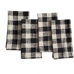 Serviettes en coton bio, style américain, teintes unies noires, 4 pièces, rectangulaires, lavables en machine, pour la maison, les restaurants, les avions - Product Image 1