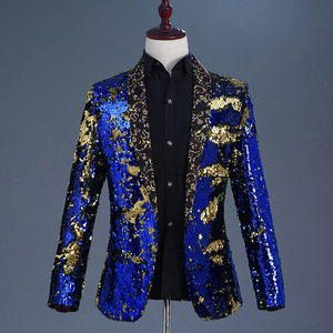 <span class=keywords><strong>Ropa</strong></span> de Actuación para Hombre, Top de Moda Masculina, Traje con Cuello de Fruta Verde con Lentejuelas, Traje para Actuaciones en Escenario, Discoteca, Bar, DJ, Cantante - Product Image 2