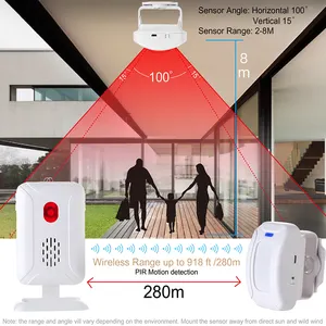Campanello di benvenuto ad alta sensibilità per sistema di allarme di sicurezza domestica con sensori di movimento campanello Ding Dong