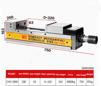 Étau hydraulique CHV200V, étau de précision pour machine, 200 mm, étau hydraulique compact pour centre d'usinage CNC, vente directe d'usine