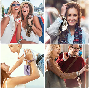 <span class=keywords><strong>Portachiavi</strong></span> Rotondo in Pelle PU con Braccialetto e Portafoglio Abbinato per Donne e Ragazze - Product Image 6