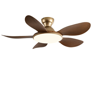 Ceiling Fan Light With Led Integrated Flush Mount For Living Room Bedroom 220V Wooden Blades Vintage Style - Product Image 2