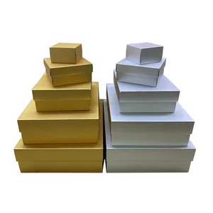 하이 엔드 DIY 수제 하드 골판지 사각형 모양 크래프트 선물 포장 종이 상자 뚜껑 밝은 색상 포장 상자