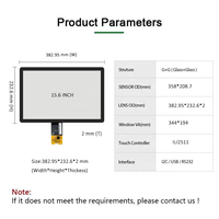 Écran tactile en verre COF 15,6 pouces, panneau tactile capacitif de 15,6 pouces avec verre capteur à dureté de surface 7H