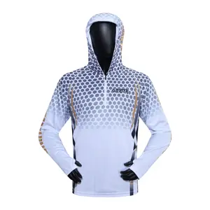 Hot Selling UPF 50 Dry-Fit Long Sleeve Finger Hole Fishing Shirt With Hood