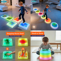 Equipo Sensorial para Autismo, Baldosas LED Líquidas para Piso y Piedras Redondas para Ponerse Encima, Juego Sensorial Interactivo