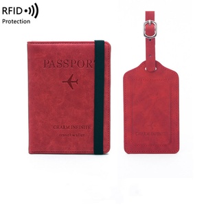 Wholesale Vegan Leather Travel Passport Cover with Luggage Tag Personalized Passport Booklet Passport Holder Wallet - Product Image 6
