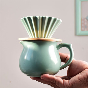 ชุดดริปกาแฟเซรามิกพับได้ MSH ของขวัญวันแม่ รุ่น V พร้อมกาน้ำแบบกรองช้า ฝาไม้ ตกแต่งบ้าน - Product Image 2