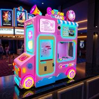 Machine à Barbe à Papa Automatique avec Distributeur de Bâtonnets en Papier, Robot de Façonnage de Fleurs et Lecteur de Cartes pour Arcade