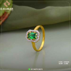 แหวนทอง22K คริสตัลสีเขียวสุดหรูเครื่องประดับแฟชั่นสำหรับผู้หญิงสำหรับงานเลี้ยงและงานแต่งงาน - Product Image 1