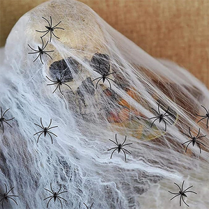 Hete Verkoop 60G + 20 Spinnen Katoen Net Halloween Vakantie Feestavond Horror Spookhuis Diy Decoratie Rekwisieten Stretch Spinnenweb - Product Image 3