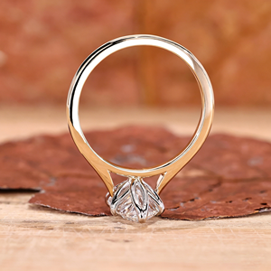 Anello da Donna Minimalista <span class=keywords><strong>di</strong></span> Tendenza con Diamante CVD Coltivato in Laboratorio Personalizzato, Taglio Marquise, in Oro 14K, Certificato IGI, Solitario - Product Image 4