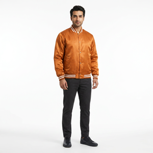 FINER THREADS Veste de sport pour homme de qualité supérieure 100% coton, col montant, logo sur le devant, respirante, brodée, orange, hiver - Product Image 1