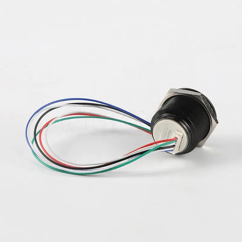 סין מכירה לוהטת מעלית איפוס 22mm שחור לדחוף כפתור מתג rgb TRI-צבע led מתכת עמיד למים קטן מגע כפתור