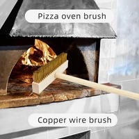 Brosse de nettoyage pour four et pelle à pizza 10 pouces, à suspendre, pour usage domestique, avec manche en bois et racloir en laiton inoxydable, direct usine
