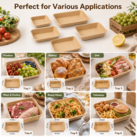 Barquette alimentaire rectangulaire jetable en papier kraft pour salades, pâtisseries et viandes à emporter