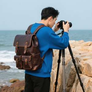 Nhà Sản Xuất Tùy Chỉnh Retro Người Đàn Ông Của Chính Hãng Da DSLR Máy Ảnh Kỹ Thuật Số Ba Lô Cho Các Nhiếp Ảnh Gia Du Lịch Chụp Ngoài Trời Hàng Ngày Mang Theo - Product Image 4