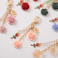 Porte-clés Fleur de Camélia 3D Colorée en Alliage Métallique et Résine, Breloque pour Sac à Main, Pendentif pour Clé de Voiture, Accessoires