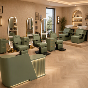 Fauteuil de Barbier Moderne Hydraulique, Chaise de Coiffure Rembourrée avec Repose-Pieds pour Salon de Coiffure - Product Image 1