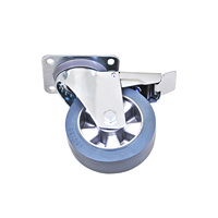 Roue pivotante robuste à double frein en aluminium 150x50, avec roulement à billes double, en caoutchouc élastique gris, silencieuse, de la marque Source Factory Products