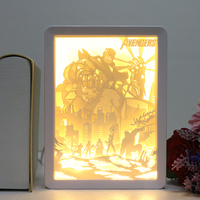 Lampe d'ambiance décorative 3D en papier découpé, écologique, faite à la main, alimentée par USB, avec cadre et interrupteur, pour chambre et salon