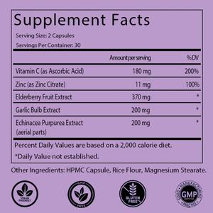 Cápsulas de Saúco con Vitamina C y Zinc para Adultos, Éxito de Ventas OEM/ODM, Equinácea, Apoyo al Sistema Inmunitario, Mezcla 5 en 1 - Product Image 2