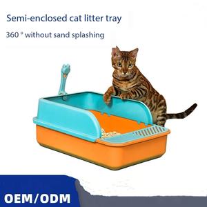 Renk kedi çöp havzası büyük boy yarı kapalı kalınlaşmış derin kedi çöp tepsisi kum sıçramasına önlemek Pet temizleme up araçları kutusu - Product Image 2