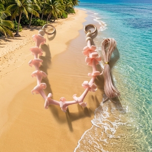 Collier de couronne florale hawaïenne en argile polymère Puakeni Kenney fait main, pendentif décoratif enveloppé d'une chaîne - Product Image 4