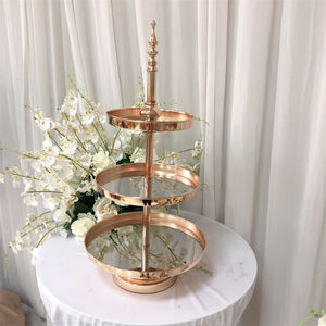 Support pour gâteau de mariage Support pour gâteau de fête d'anniversaire à 3 niveaux Support pour gâteau en métal doré pour mariage - Product Image 3