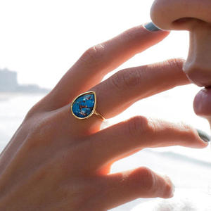 Anello T0977 in Turchese per Donna, Forma a Pera, Gemma Naturale con Montatura a Castone, Regalo, Anelli alla Moda - Product Image 5