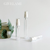 Botol Losion Plastik ABS Vakum Transparan Mini, Botol Kosong 5Ml 10Ml 15Ml dengan Tutup Pompa Tanpa Udara Putih
