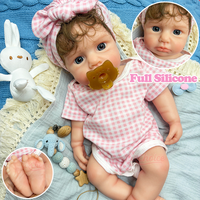 Poupée Reborn en Silicone Cheveux Bouclés 18 pouces, Fille Exquise au Visage Angélique, Yeux Ouverts, Nouveau-né, pour Soutien Émotionnel, Collection et Présentation